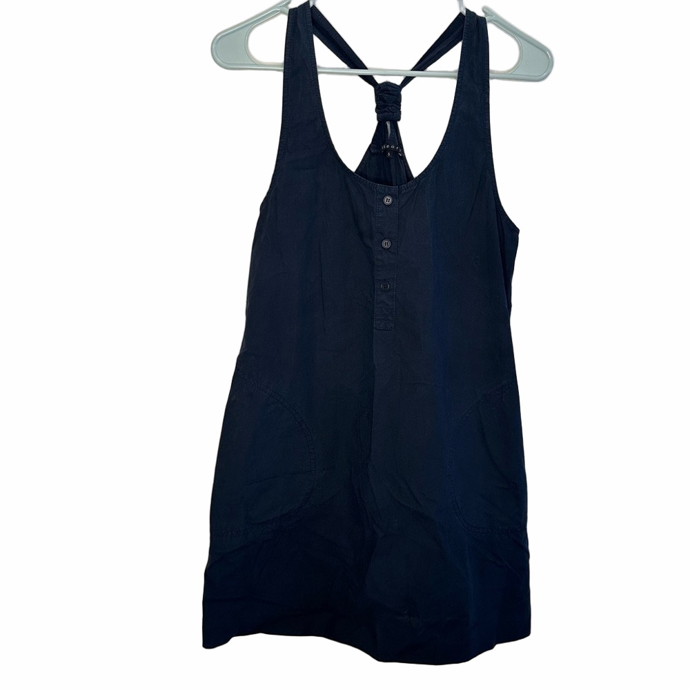 Theory Navy Blue Buttoned Top Tunic Size Small